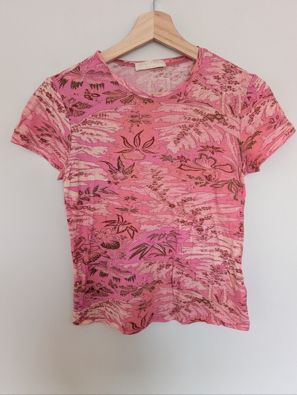 Ulla Johnson Estelle Pink Short Sleeve Cotton T-Shirt Top Women’s XS P Designer
